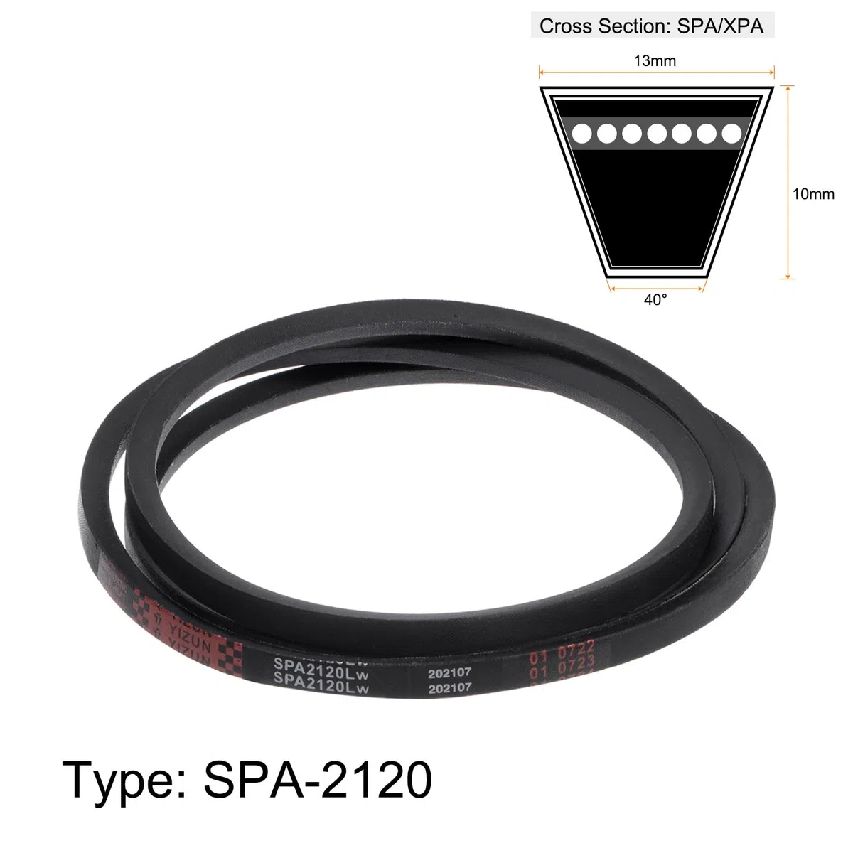 sourcing map SPA2120 V-Correas Transmisión Correa 2120mm Paso Longitud Caucho para Potencia Transmisión