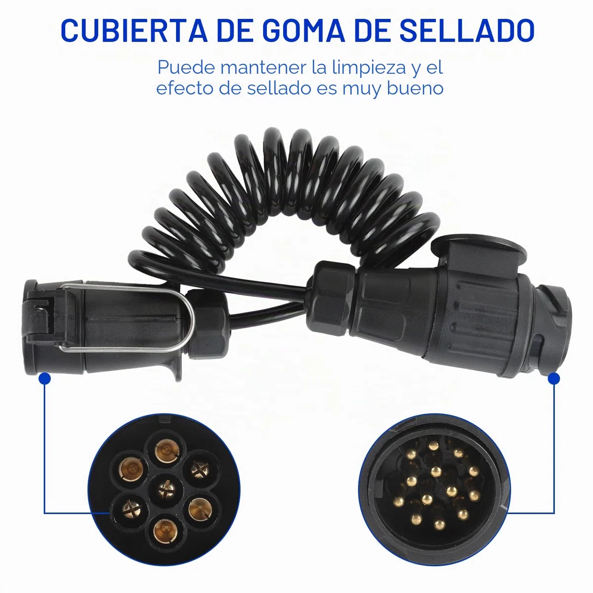 AOHEWEI Adaptador de Cable de extensión de Remolque de 13 Pines a 7 Pines de 1,8 m, Cable de extensión de Enchufe de 12 V, Conector de cableado eléctrico de 7 núcleos para Remolque de Caravana