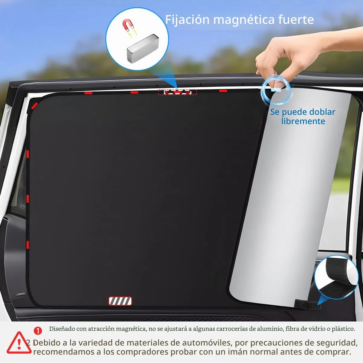 XCBYT Parasol Lateral Magnético 4 Unidades, Ventanas Traseras Coche, Protector Solar, Cortinas, Oscurecedor, Protección UV y Contra el Calor