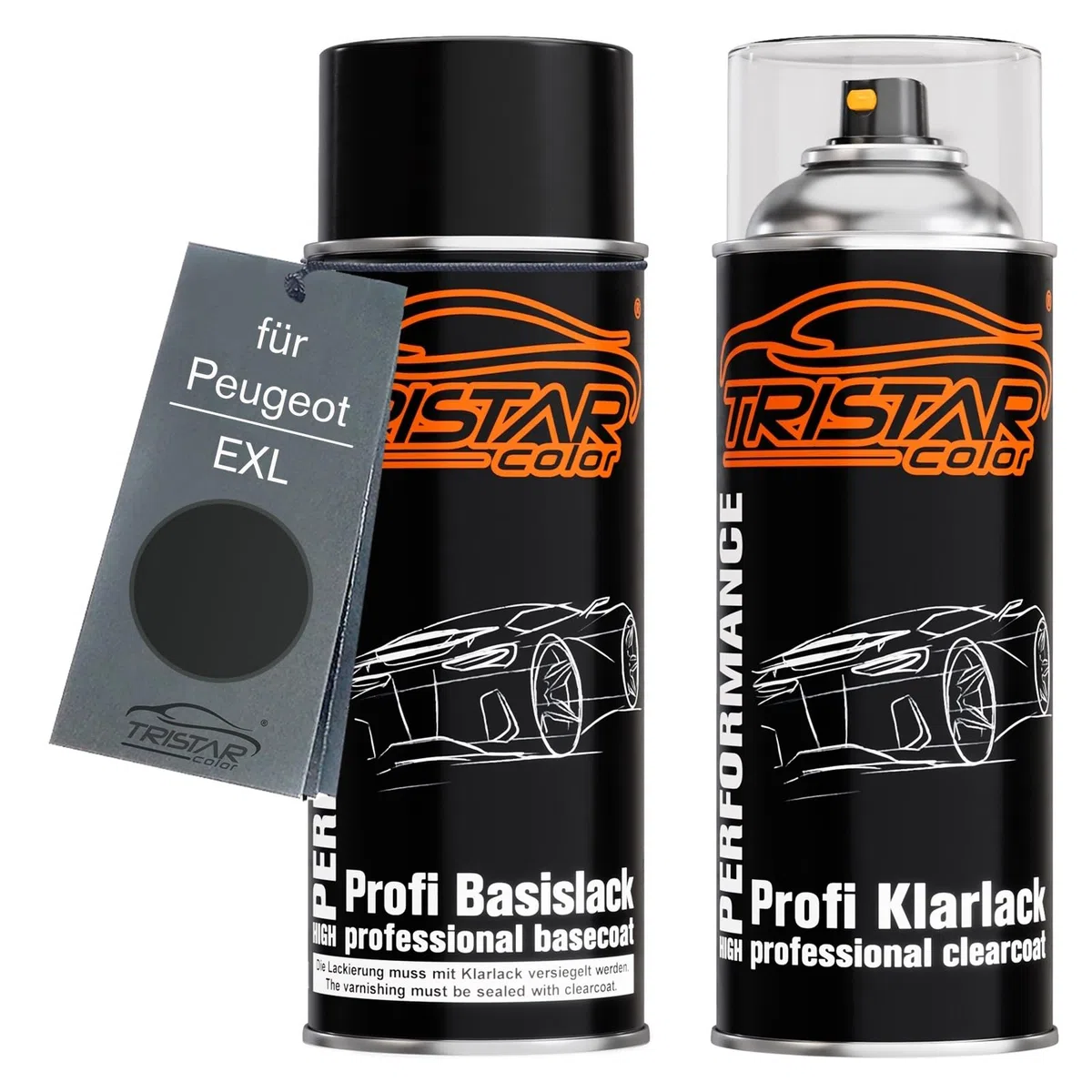 TRISTARcolor Pintura automotriz Set de botes de spray para Peugeot EXL Noir Obsidien Nacre/Nero Ossidiana Nacre Pintura base pintura transparente aerosol 400 ml