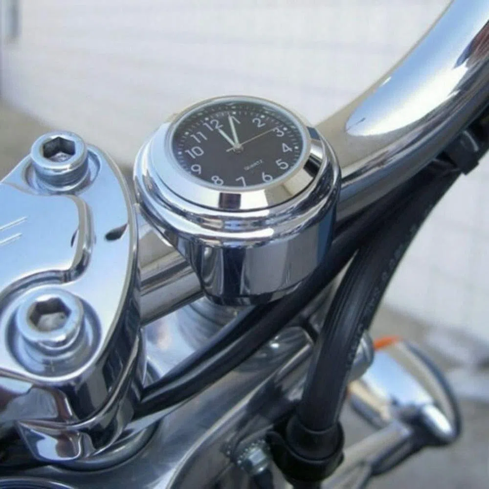 Riloer 2pcs 7/8 Pulgadas Reloj de Manillar de Motocicleta y termómetro Reloj Digital Impermeable Universal (Negro)