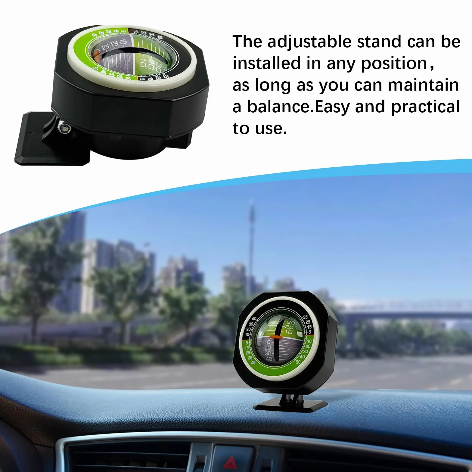 Inclinómetro de coche, universal, para camión todoterreno, equipo de medición de equilibrio, medidor de inclinación ajustable para el tráfico por carretera y viajes autopropulsados