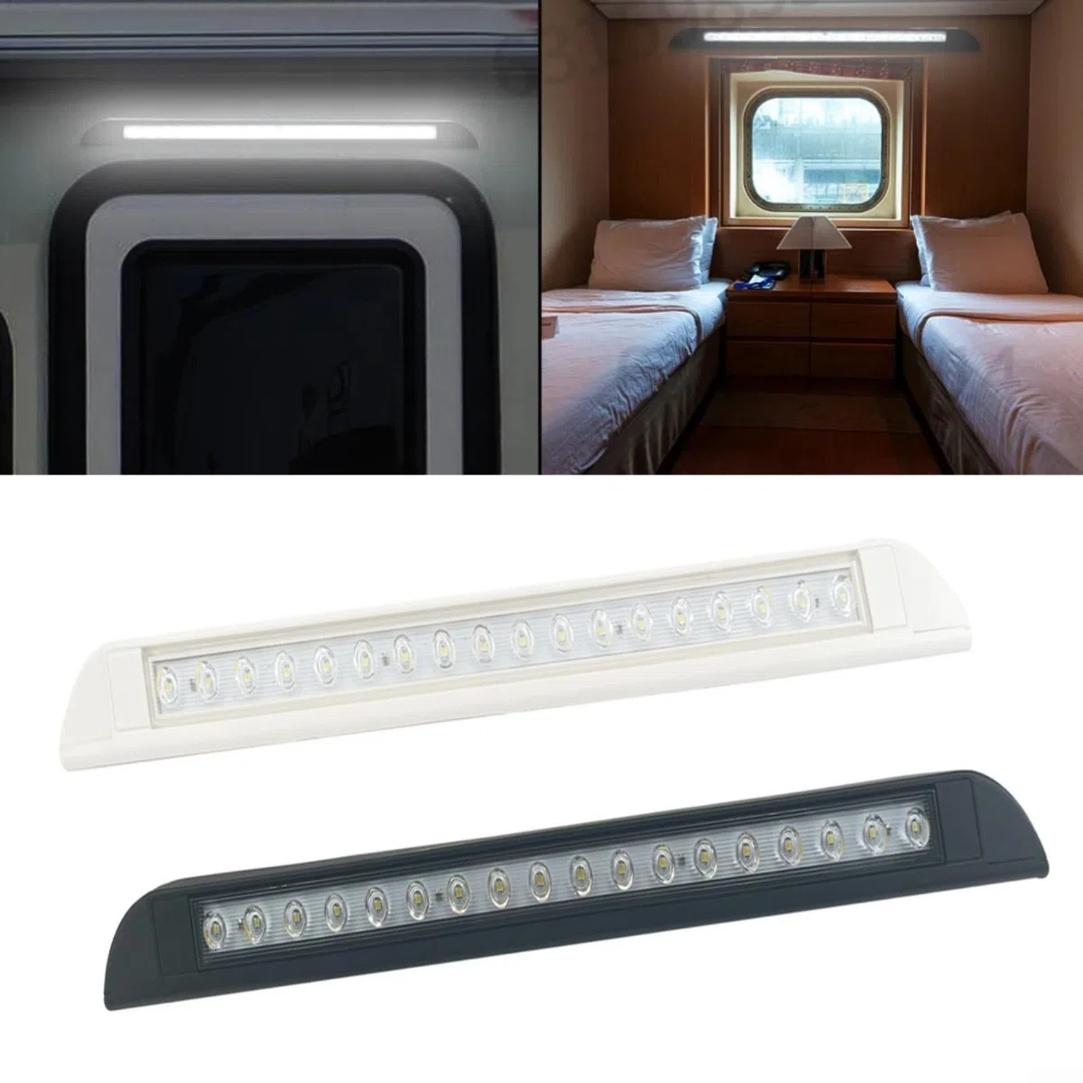 Luz de toldo RV 18 LED 12 24V IP67 impermeable exterior porche lámpara para caravana remolque barco (blanco)