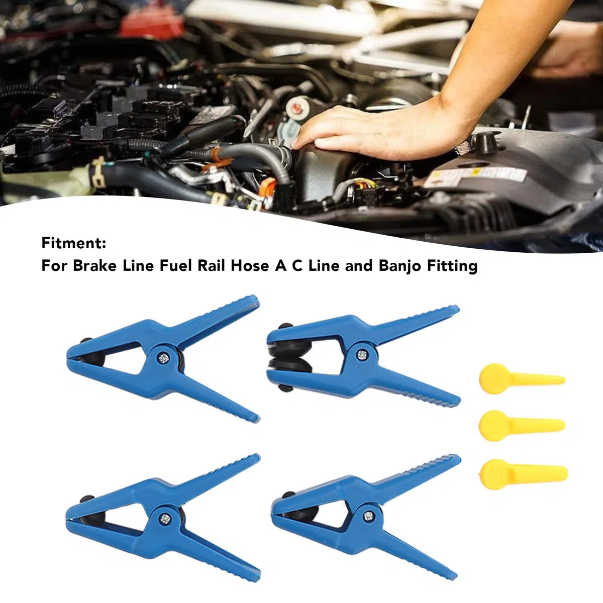 Tapones de Línea de Fluido, Abrazadera de Línea de Freno de 7 Piezas con 3 Tapones para Manguera de Riel de Combustible de Línea de Freno Línea A C y Accesorio de Banjo