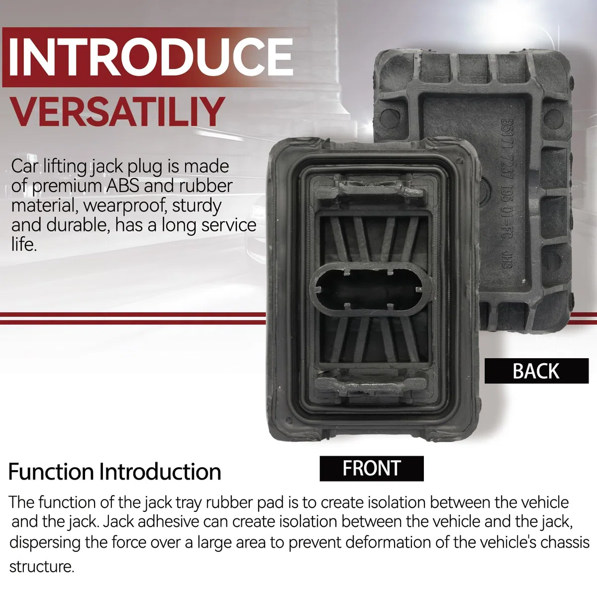 AUTOXBERT Adaptador de soporte para gato, almohadilla de goma, elevador hidráulico, bloque de goma, almohadilla de soporte para gato para BMW E81 E82 E87 E90 E91 E60 E61 F10 X1 E84 51717237195 (4