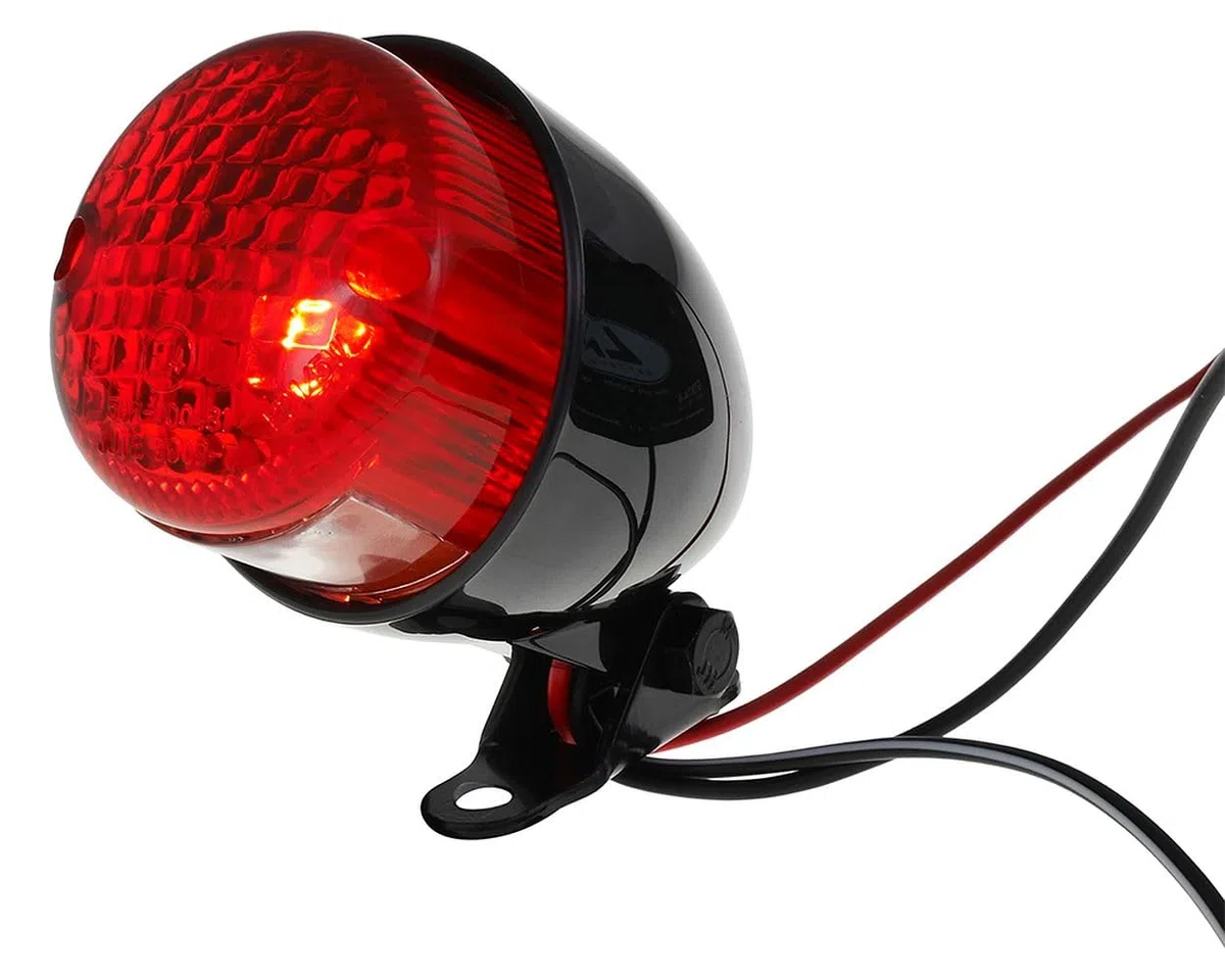 Piloto trasero/freno mini negro homologado compatible con chopper, moto custom