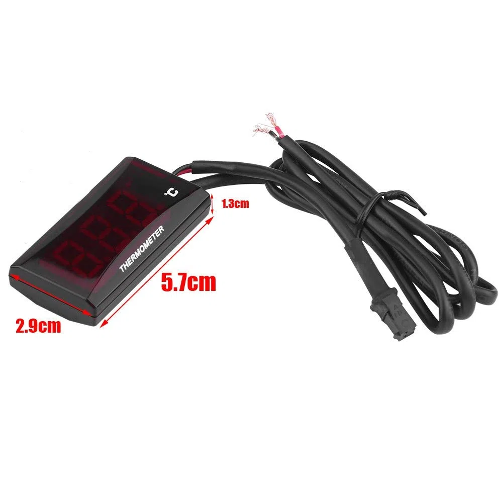 Fydun Termómetro digital de la motocicleta Temperatura del agua Medidor de temperatura para Scooter de carreras(Luz de fondo roja)