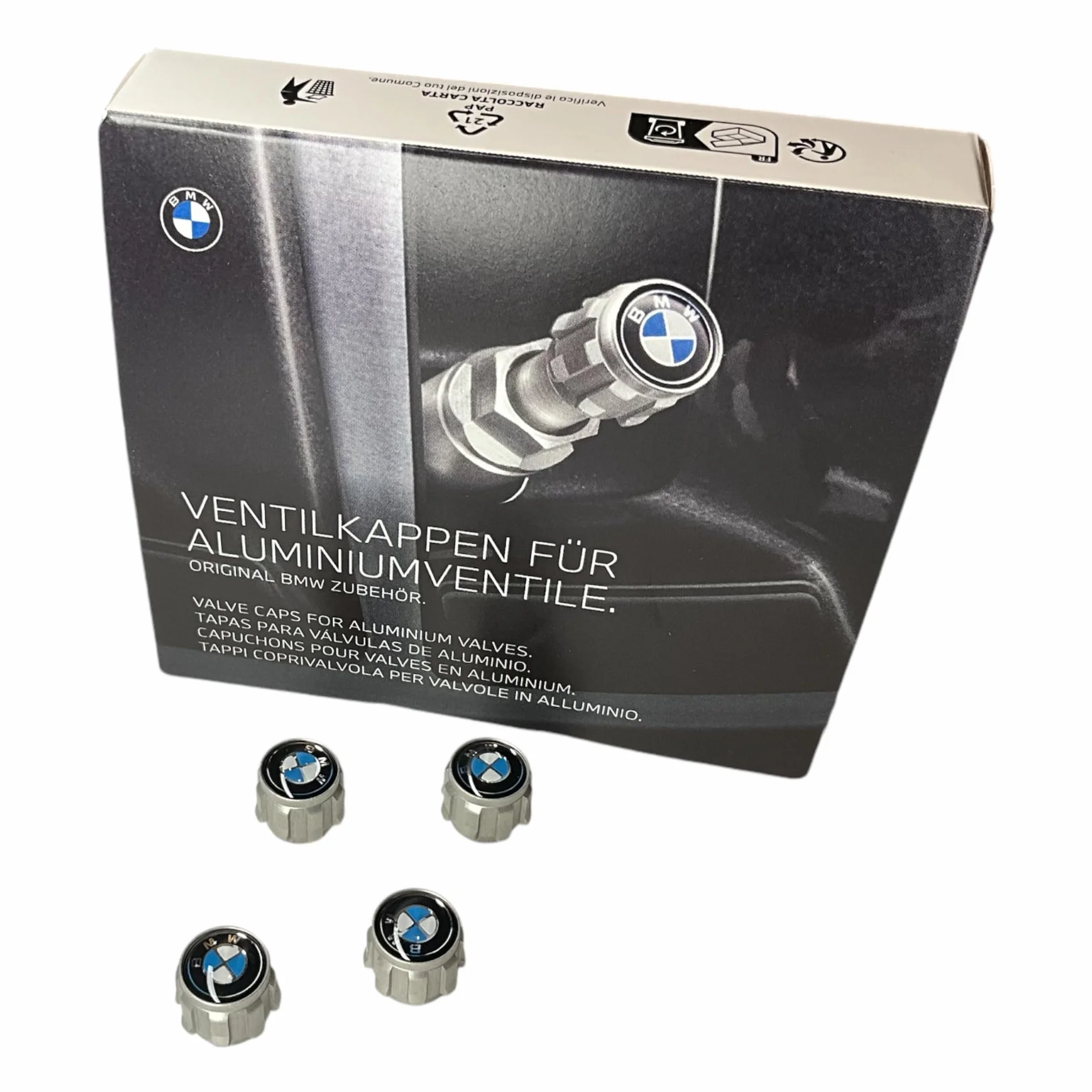 Original Diseño Tapones de válvula de bicicleta (4 unidades) con logo de BMW para vehículos con rdci