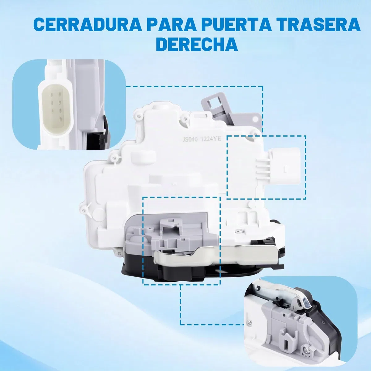 Actuador para el mecanismo de bloqueo de la puerta trasera derecha. Compatible con Touareg II (7P5, 7P6), A4 B8 (8K2, 8K5, 8KH), A5 B8 (8T3, 8TA, 8F7), Q3 (8UB, 8UG). Repuesto para 8K0839016.
