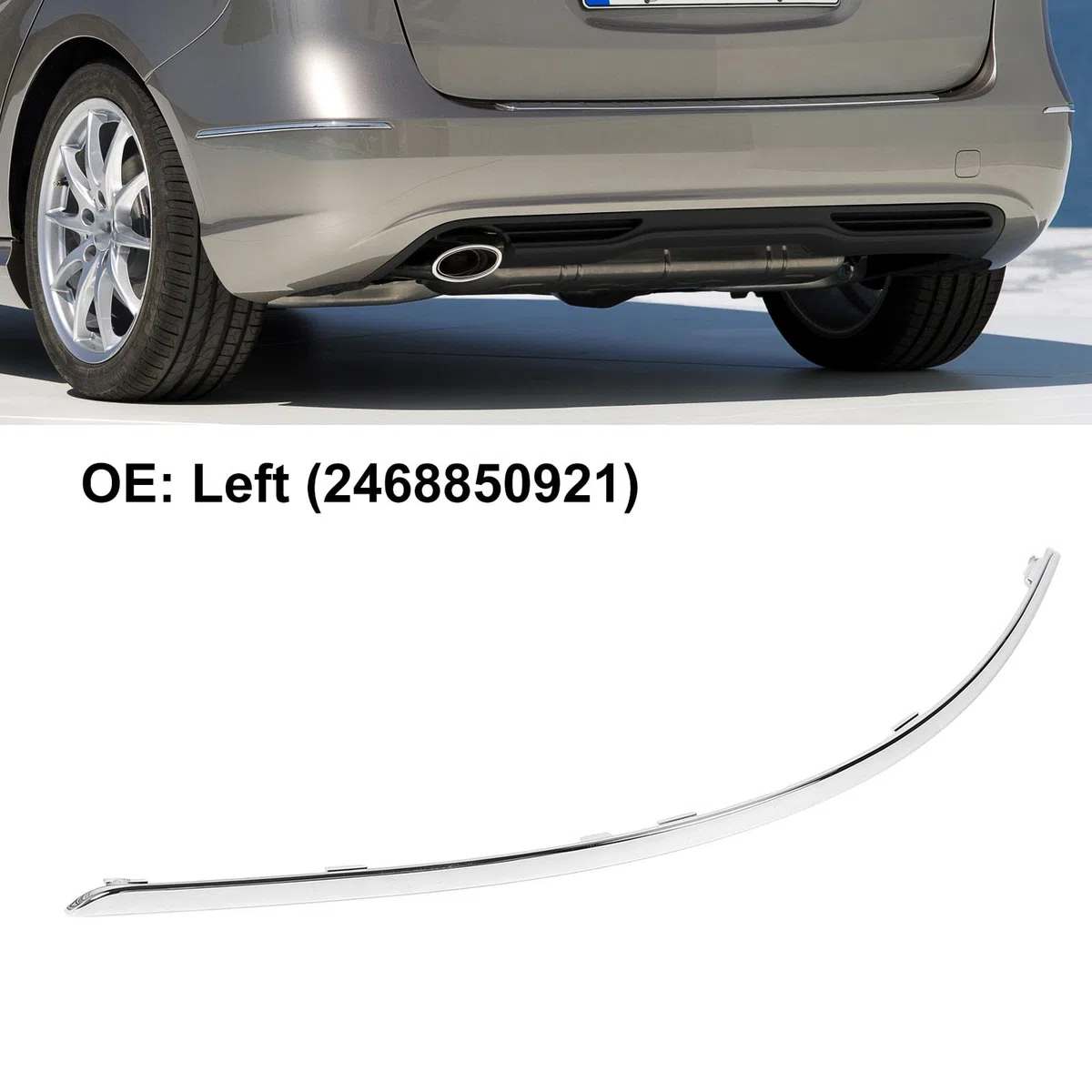 Moldura de Parachoques Trasero Compatible con Clase B W246, ABS, Instalación Fácil, 2011-2014, Embellecedor Protector