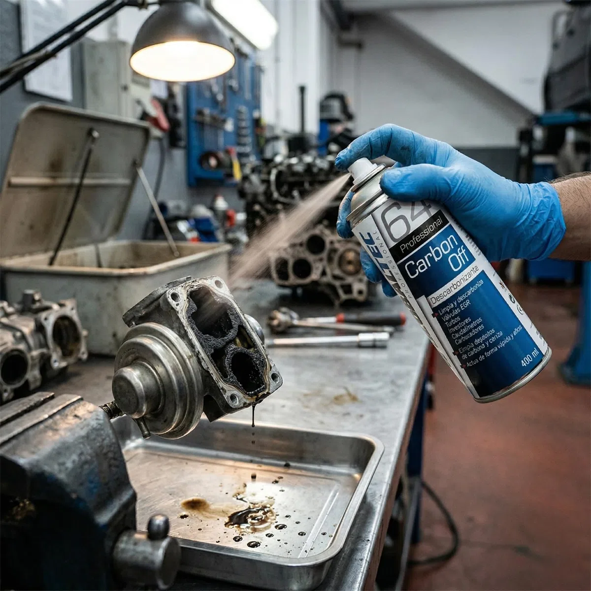 Descarbonizante Motor 5 en 1 Spray 400 ml – Limpia Válvulas EGR, Turbo, Inyectores y FAP sin Desmontar – Diésel y Gasolina – Elimina Carbonilla y Recupera Potencia – Globaltec Professional