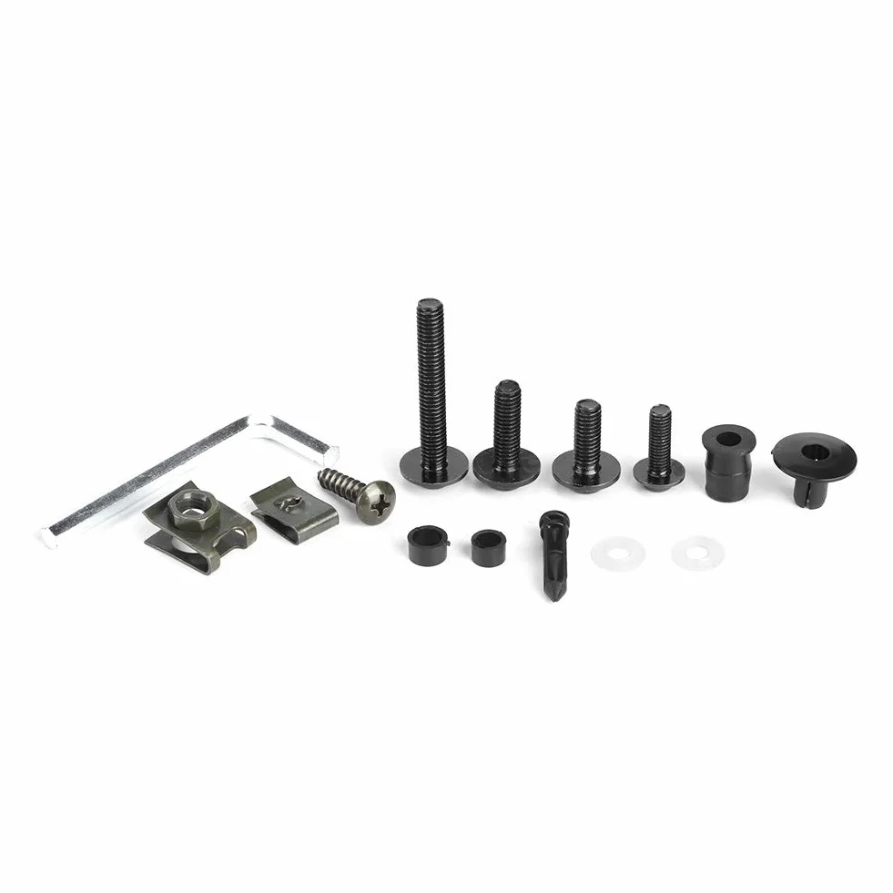 Kit de Pernos de Carenado de Motocicleta Universal de 223 Piezas, Sujetadores de Tornillos de Parabrisas de Motocicleta M5 M6, Kit de Surtido de Tornillos de Arandelas y Tuercas(Black)