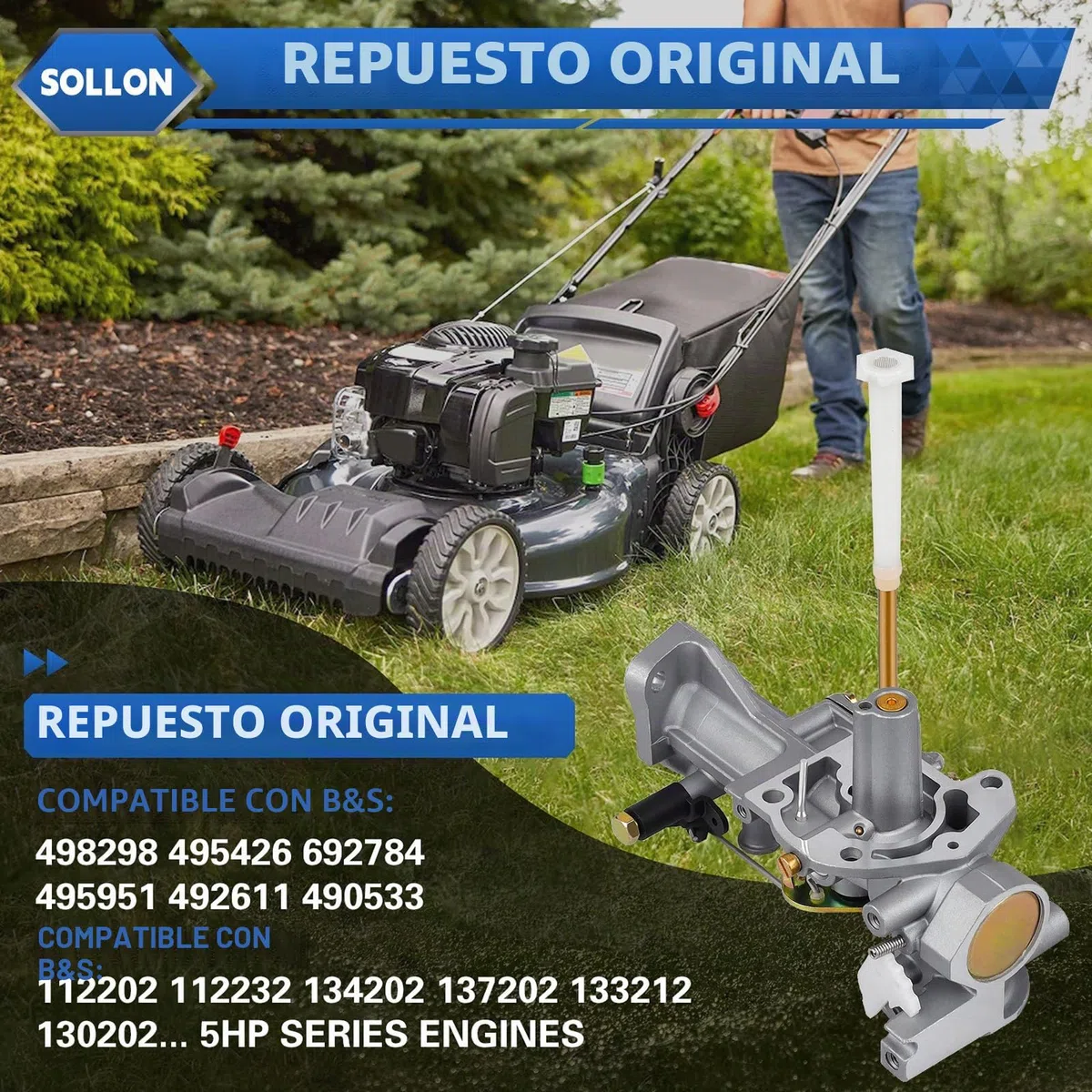 Carburador Reemplazo para B&S 112202 112212 112231 112232 112252 133202 133232 133252 135202 135212 135232, 2 Serie 5 hp Motoren, 498298 495426 692784 495951 492611 490533