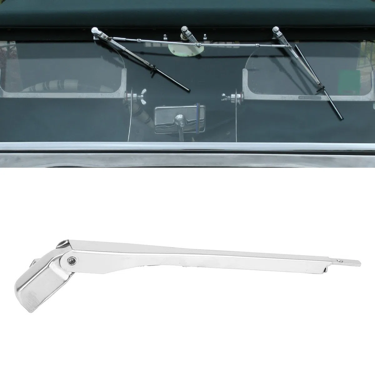 Generic Brazo de Limpiaparabrisas Eléctrico Duradero, Brazo de Limpiaparabrisas Ajustable de Acero Inoxidable para Hot Rod Boat Tractor UTV, Mantenimiento Eficiente en Días Lluviosos y