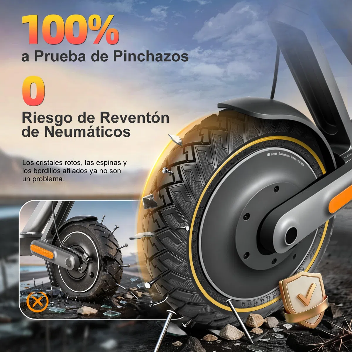 Neumáticos completos de 250 x 64 para Xiaomi 4 Ultra, Navee S65, Navee S65C Scooter Eléctrico 250 x 64 Offroad neumáticos sólidos neumáticos de goma maciza de 10 pulgadas, neumáticos de