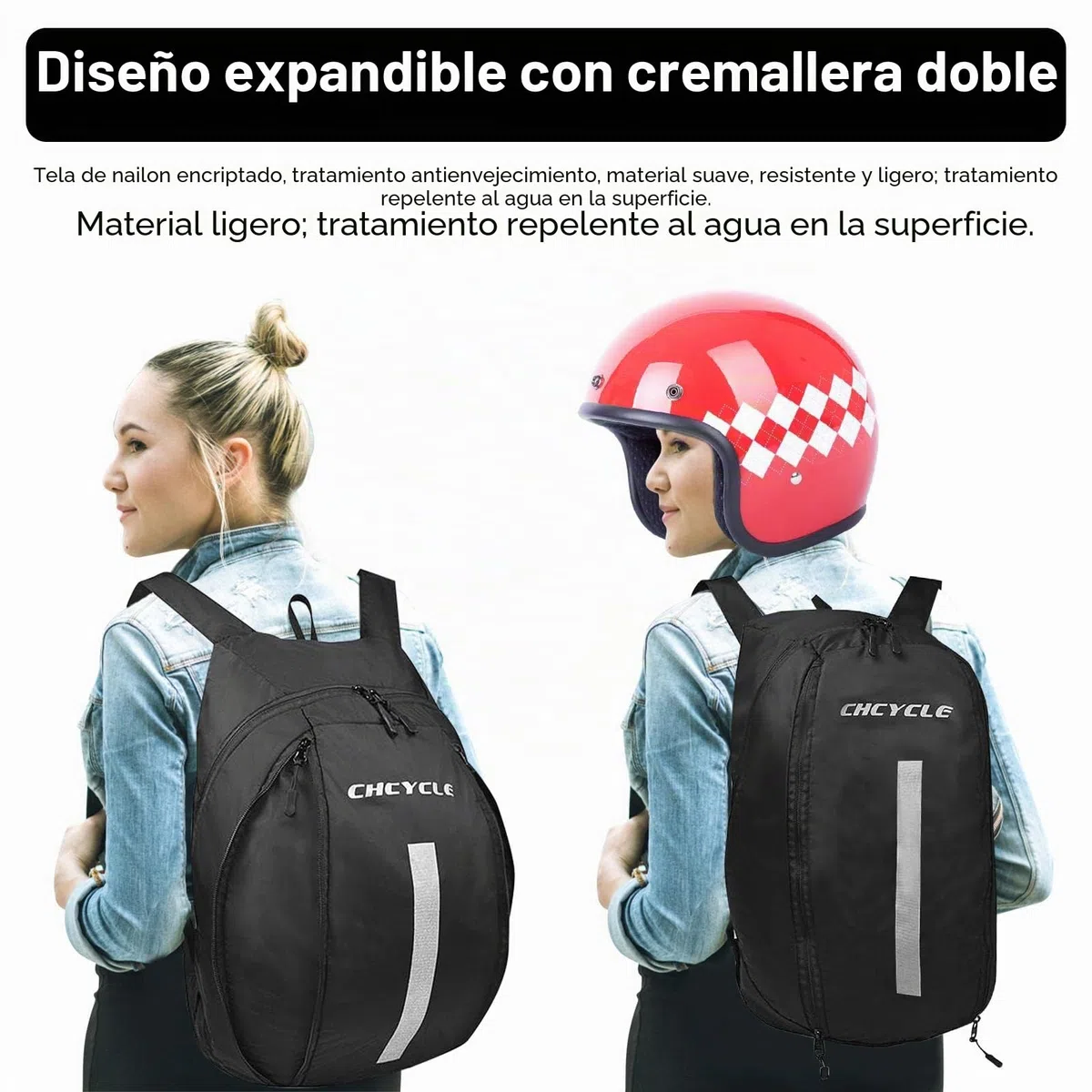 Elegante Mochila para Moto – de Almacenamiento Viaje con Gran Capacidad, Diseño Cremallera, Exterior Moderna