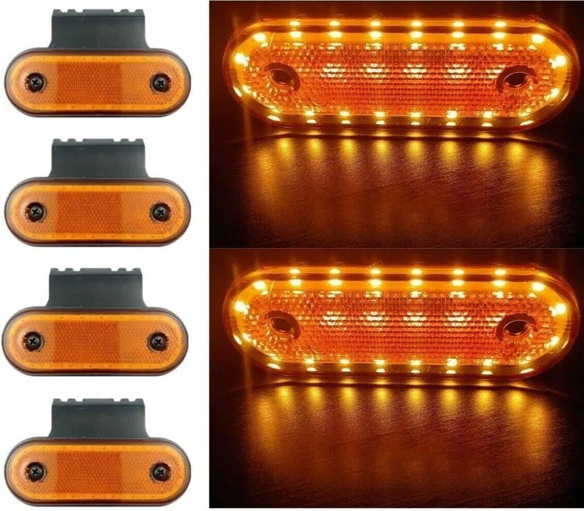 4 x LED Luces Lampara Lateral Marcador Indecator Luz Senalizacion Posicion para Camiones Remolque Amarillo 12V 24V