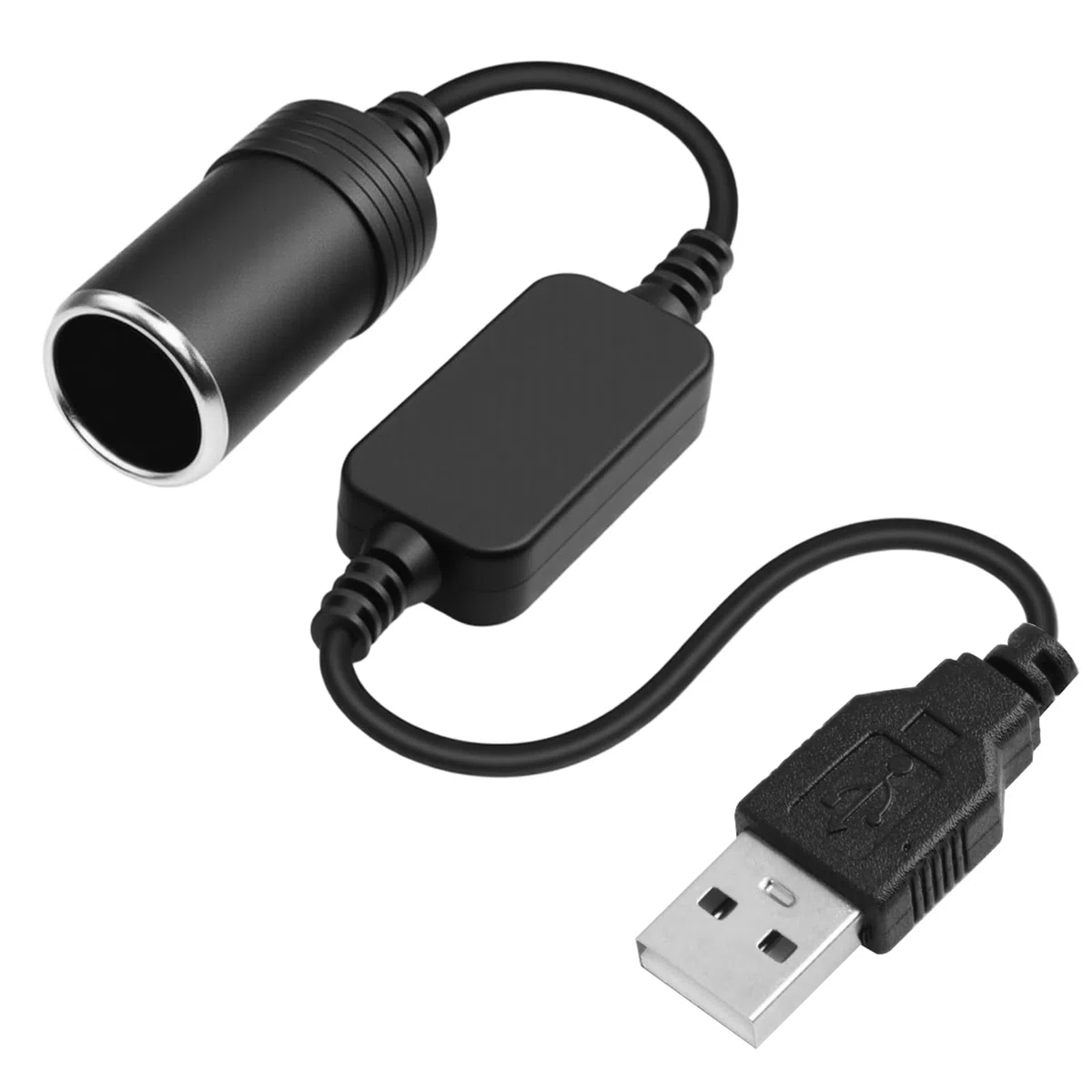 5 V Cable convertidor USB A macho a enchufe de encendedor hembra de 12 V, adaptador de enchufe de encendedor convertidor de enchufe encendedor de coche para grabadora de conducción DVR Dash Cámara GPS