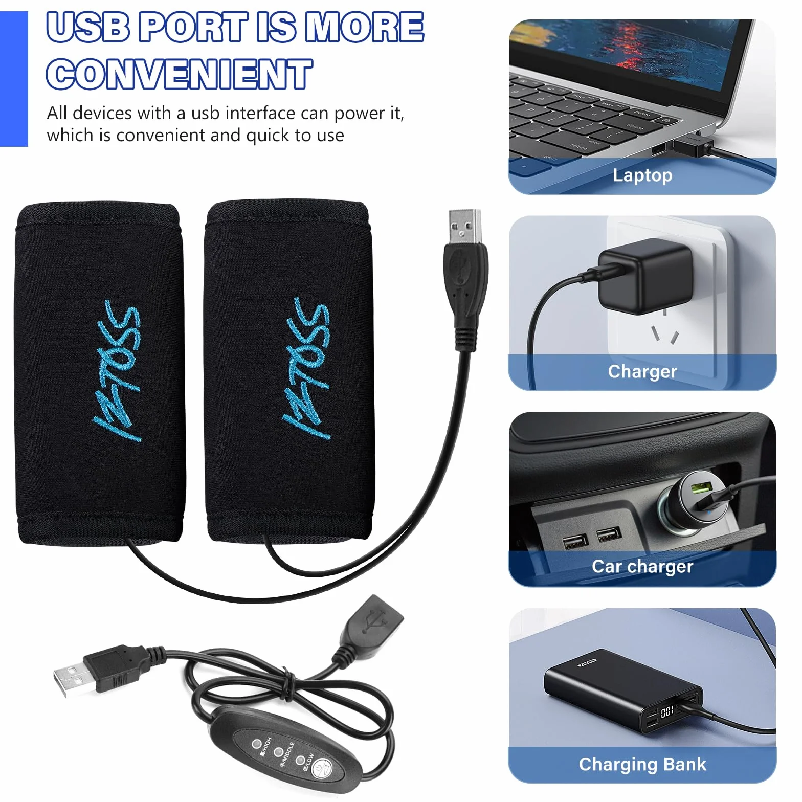 Mango De Calefacción Mango De Motocicleta, 5V PUños Calefactables Para Motocicleta, USB PUños Térmicos Para Motocicleta, PUños Calefactables Para Bicicleta Para Diámetro De Mango De 22-30mm