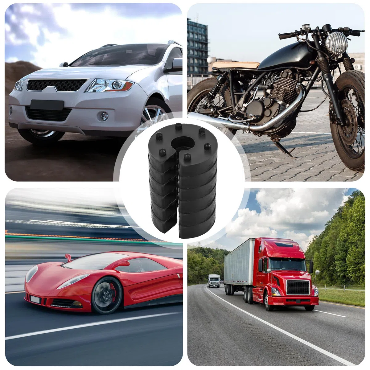 Juego de 8 limitadores de recorrido de muelle: 16 mm limitadores de recorrido de muelle universales con posicionamiento de 6 veces VA o HA, limitador de recorrido de muelle para coche stick clip