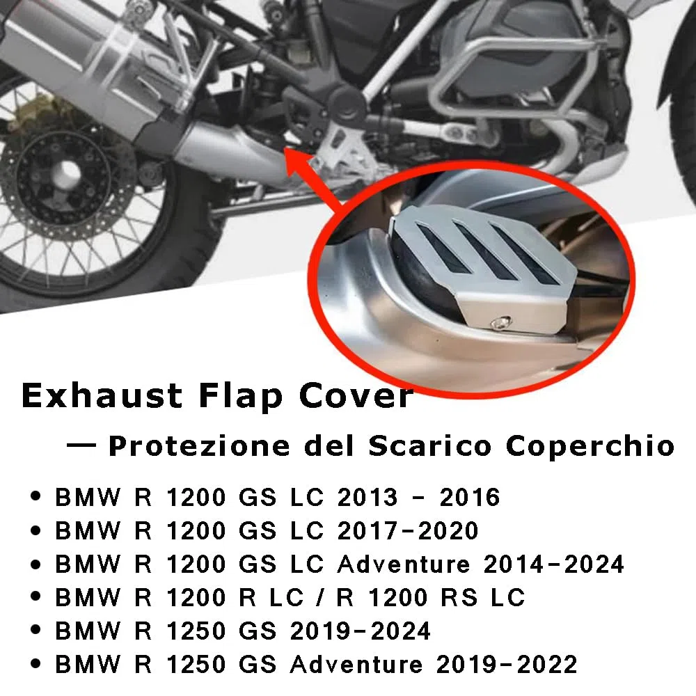 Universal Moto Tapa de válvula de Escape Protección para R1250GS 2019-2024 R1200 GS LC Adv 2014-2024 R 1250 GS Adventure 2019 2020 2021 2022 - Nero