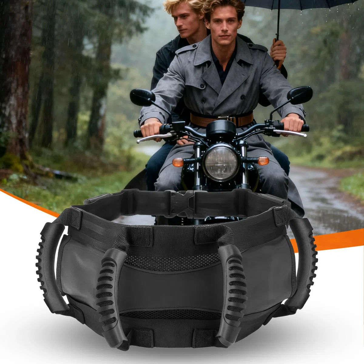Arnés para El Pasajero De La Motocicleta - Agarres Ajustables De Asiento Trasero,Asidero Cómodo para Pasajero - para Pilotos Niños Adultos ATV Motonieve Desplazamientos Paseos Fin de Semana Viajes