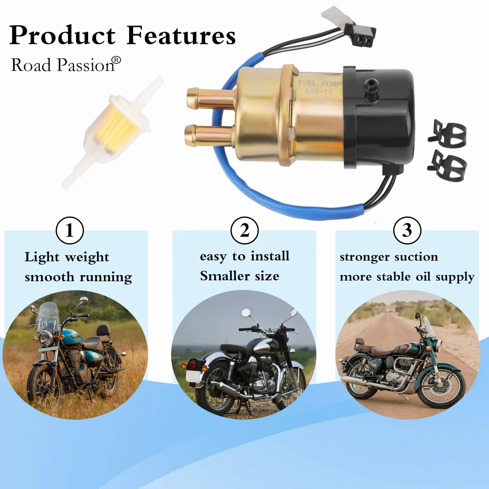 Road Passion Bomba Combustible Gasolina Electrica 12v para Yamaha FZR1000 1987-1988/FZR600R 1998-1999 / TZ250 1996-2001