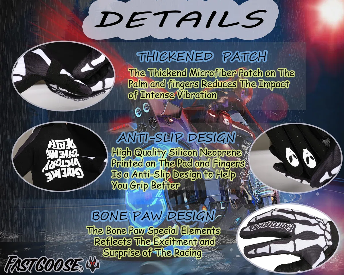 Skeleton-Paw - Guantes de motocicleta para hombres y mujeres, guantes de ciclismo transpirables para motocross ATV MTB Motocross Racing