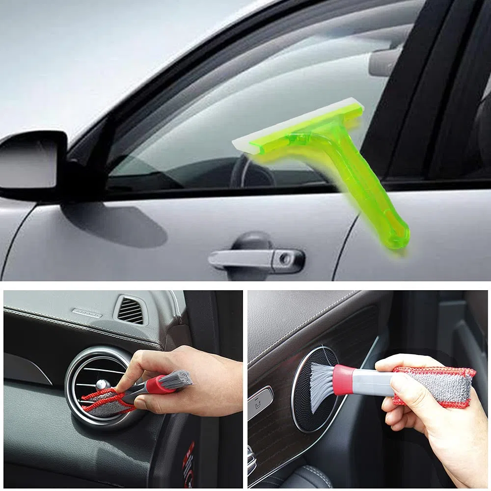 MEISHANG Set Limpieza Coche,Mitón de Microfibra Toalla,Kit Limpieza Coche,Toalla de Lavado de Autos,Cepillo para Llantas,Juego de para el Lavado del Coche
