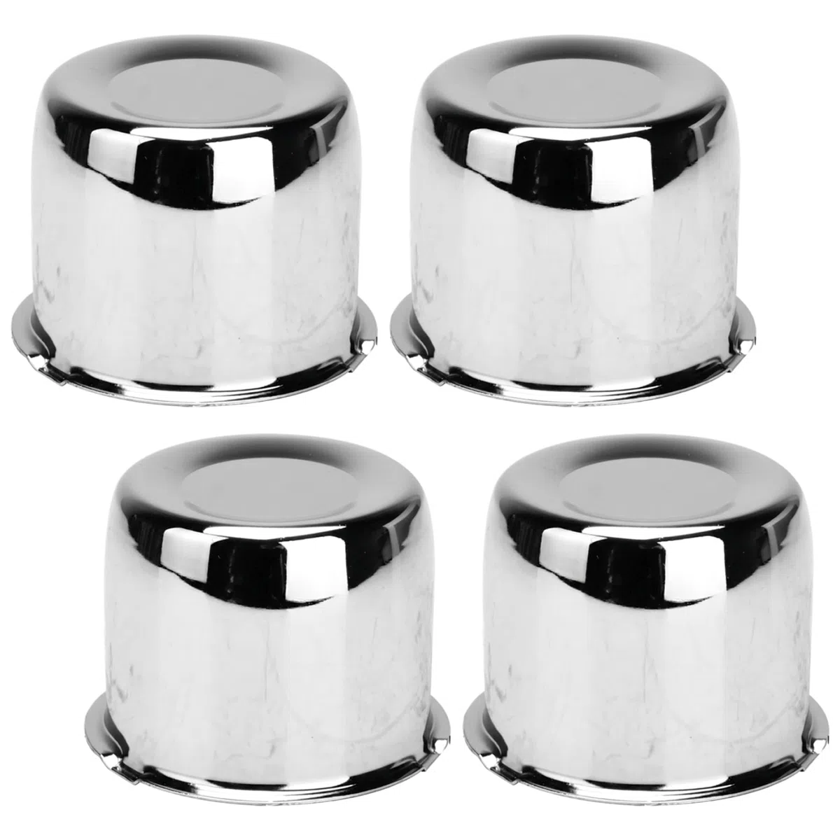 Tapas centrales, paquete de 4 tapas centrales para ruedas - Buje de remolque de 81 mm (3, 19), cubiertas de llantas cromadas brillantes para vehículos recreativos, remolques, barcos, SUV - Acabado pla