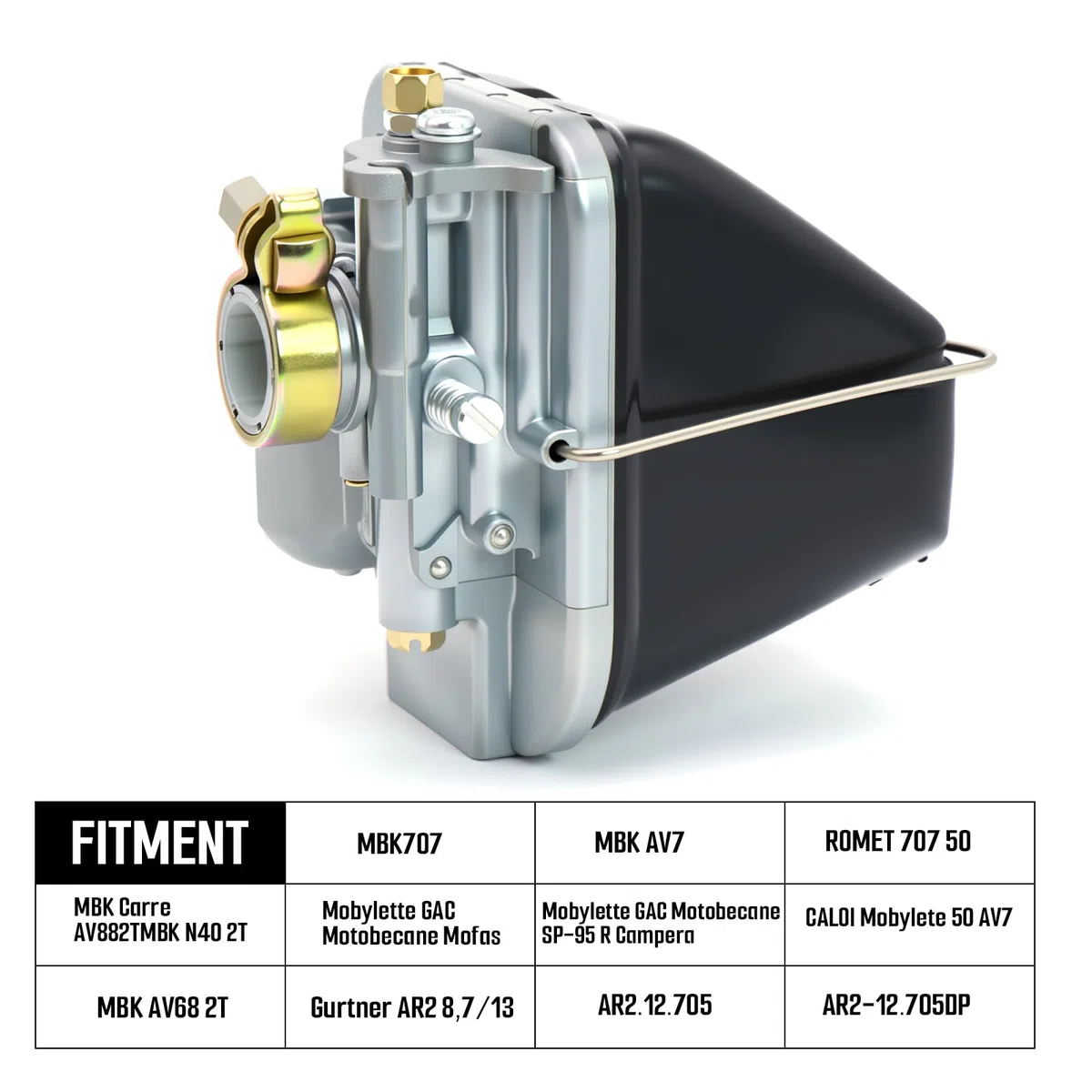 MBK 51 - Carburador de 12 mm de 2 tiempos AR2.12.705 AV88 AV7 para MBK 40 AV48 AV49 H50 AV68 AV88 AV7