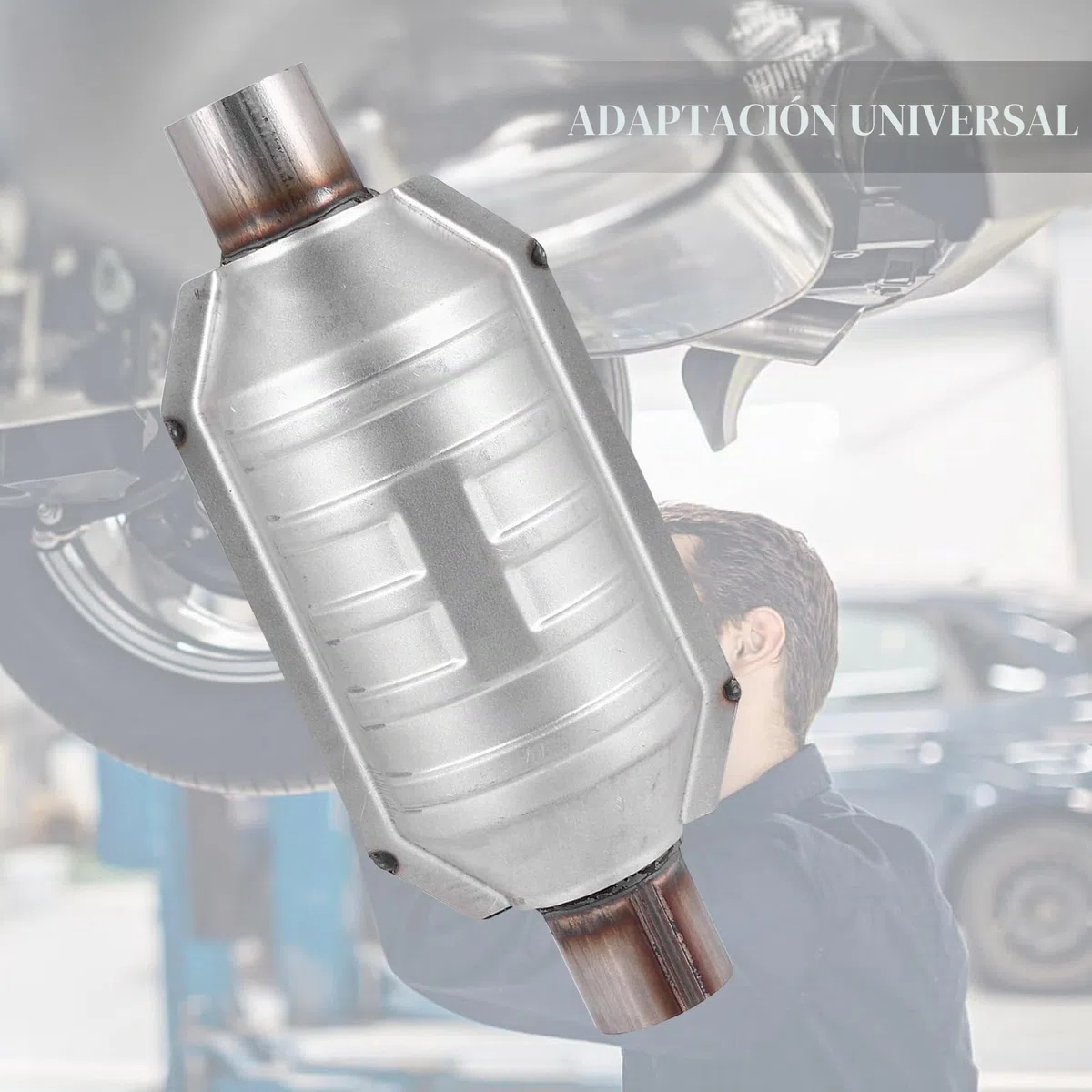 Convertidor Catalítico Universal con Entrada/Salida, con Conexión O2 y Escudo Térmico 53004 Convertidor Catalítico para Automóvil de Acero Inoxidable