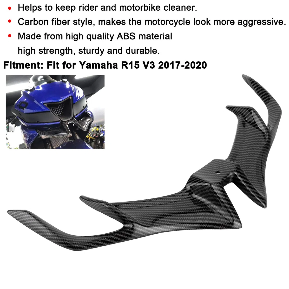 Akozón Winglet De Motocicleta, Carenado Delantero De Motocicleta Winglet Aerodinámico De Motocicleta Para R15 V3 2017-2020 Winglet Wing Cover