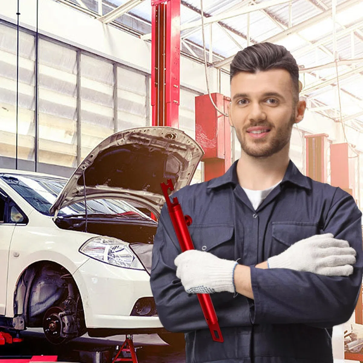 pologmase Elevador para la puerta trasera – Amortiguador de apoyo para maletero de coche – Barra de soporte de aleación de aluminio, amortiguador de elevación de maletero ajustable para varios