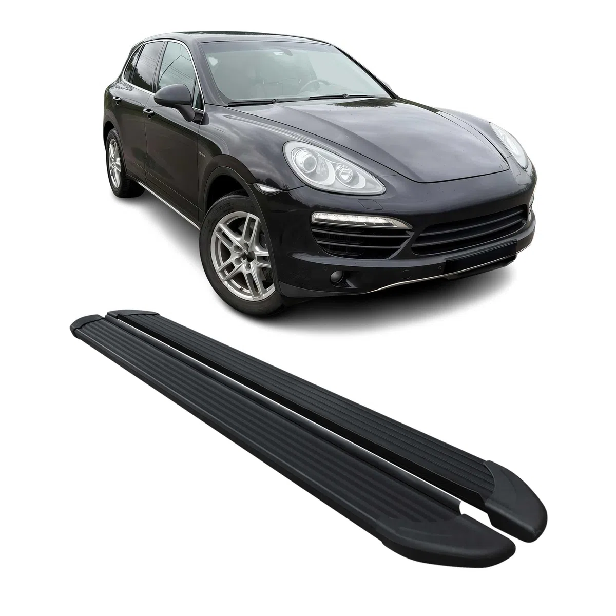 OMAC Faldones Laterales Estribos Laterales Schweller Compatible con Porsche Cayenne 2010-2017 ALU Negro