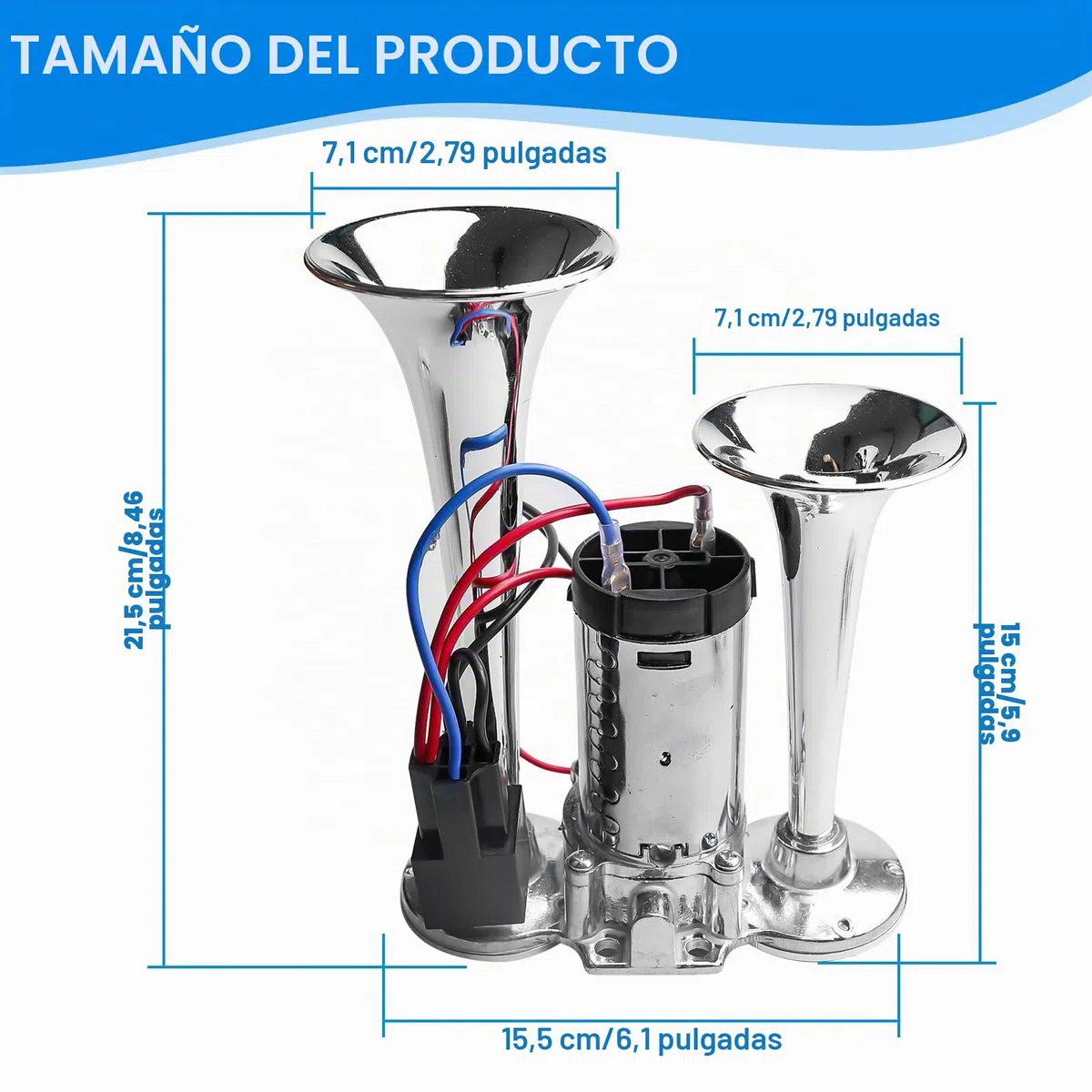 LWK Bocina de 12 V, bocina de aire súper fuerte con compresor de doble tubo, kit de claxon para todos los vehículos de 12 V, camiones, trenes, coches, barcos, motocicletas y furgonetas