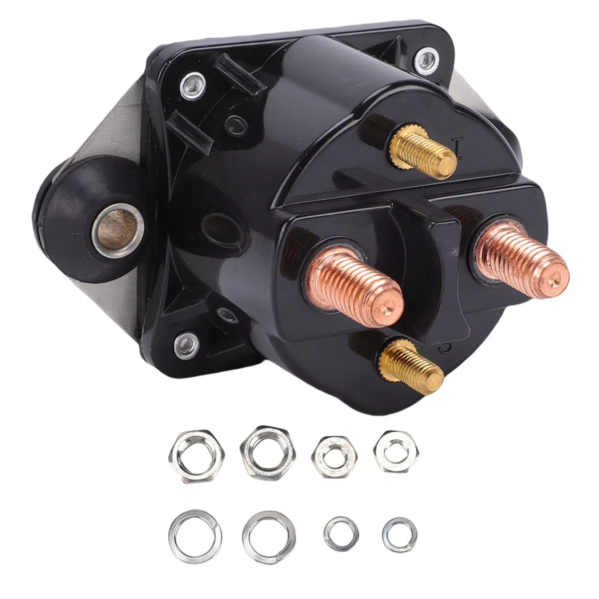 SIXRUN Relé de Solenoide de Arranque, Reemplazo de Motor de Barco de Metal para Fueraborda Force Marine Diseño Negro Duradero, Fácil Instalación con Hardware Completo