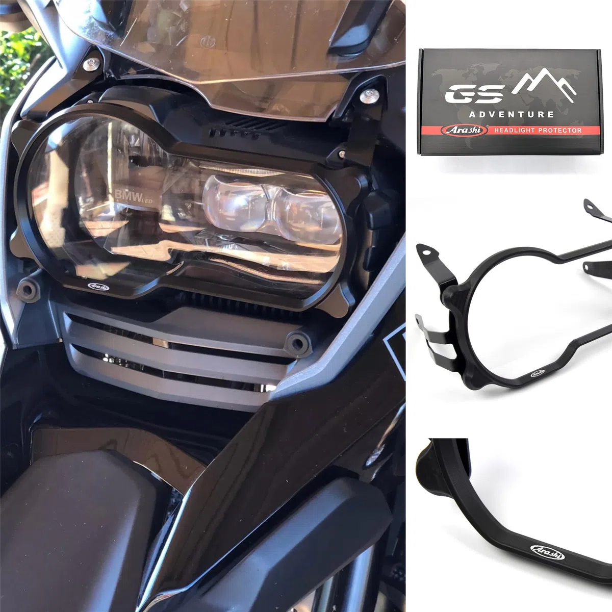 Arashi Cubierta protectora de faros delanteros para BMW R1200GS Adventure 2013-2018 R1250GS 2019-2023 cubierta protectora de aluminio mecanizado CNC negro R 1200 1250 GS 1250GS 1200GS 1200GS