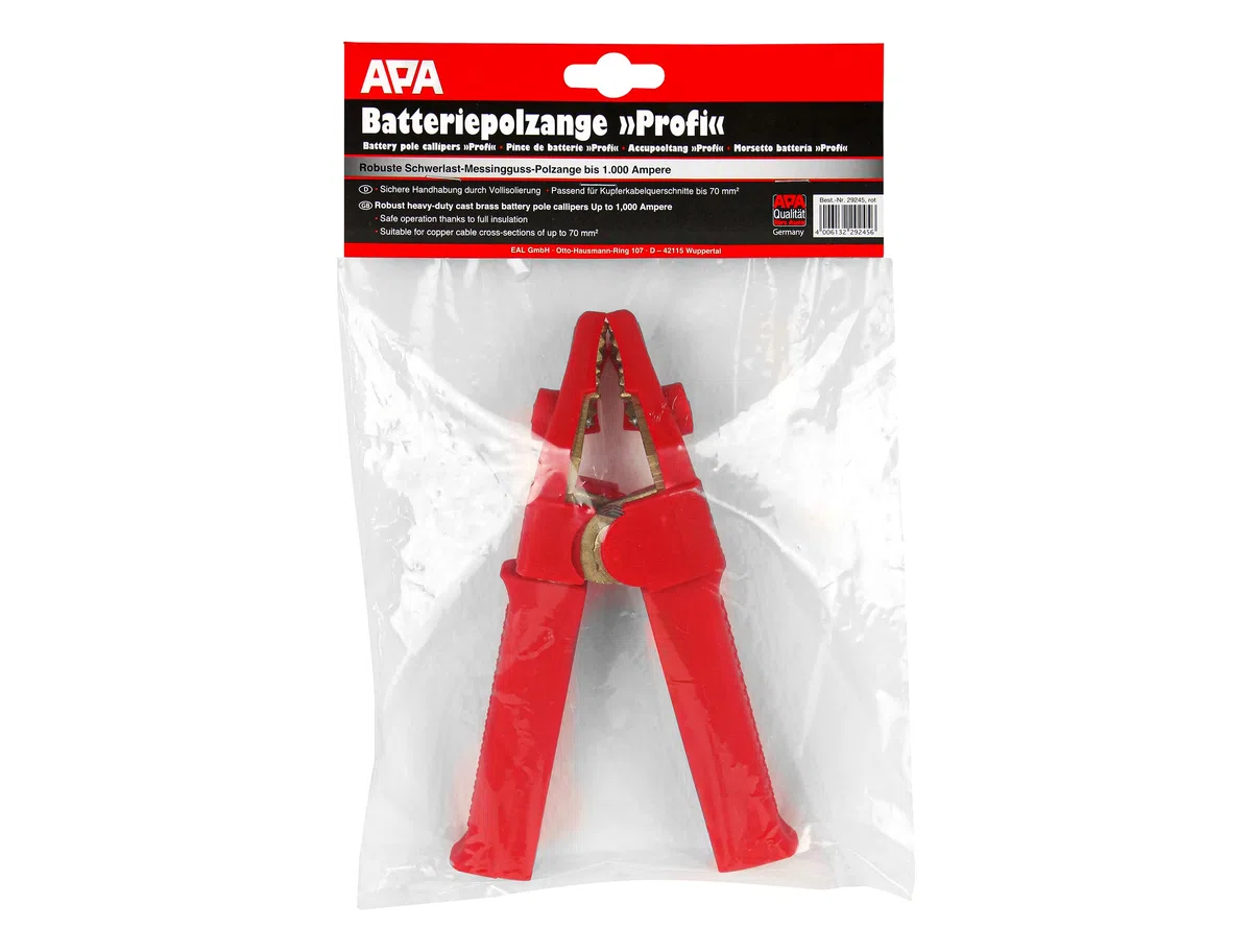 APA 29245 Alicates para Polos de batería, Color Rojo