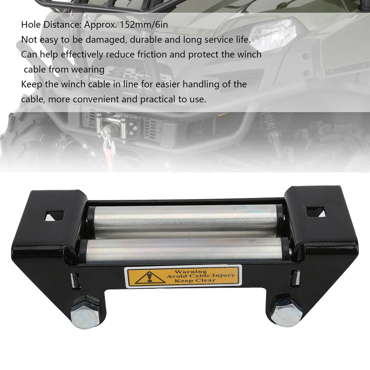 KIMISS Winch Fairlead, Auto Side by Side Winch Roller Fairlead 152mm / 6in Hierro Chapado en Zinc Reemplazo de Mantenimiento Universal
