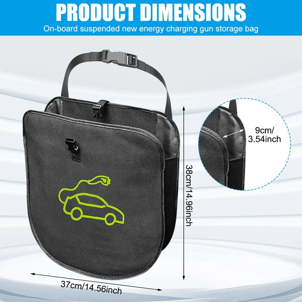 Bolsa para cable de carga e coche, cable de carga, bolsa para coche eléctrico, organizador de maletero de coche, organizador de cable de 38 cm para mangueras de riego de 5 a 10 m de largo