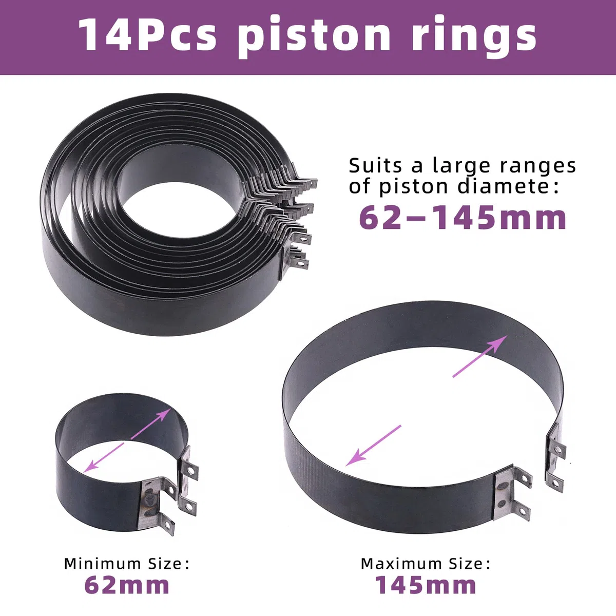 Swpeet 17 alicates de instalación de pistón ajustables, compresor de anillo de coche negro y verde, 6,1 a 14,7 cm con caja de transporte