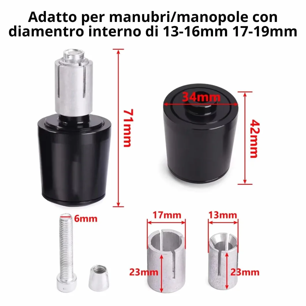 Contrapesos para manillar de moto de 22 mm universales, contrapesos para manillar de scooter, mancuernas para scooter o moto, terminales de manillar, terminales de puños de moto, tapones para manillar