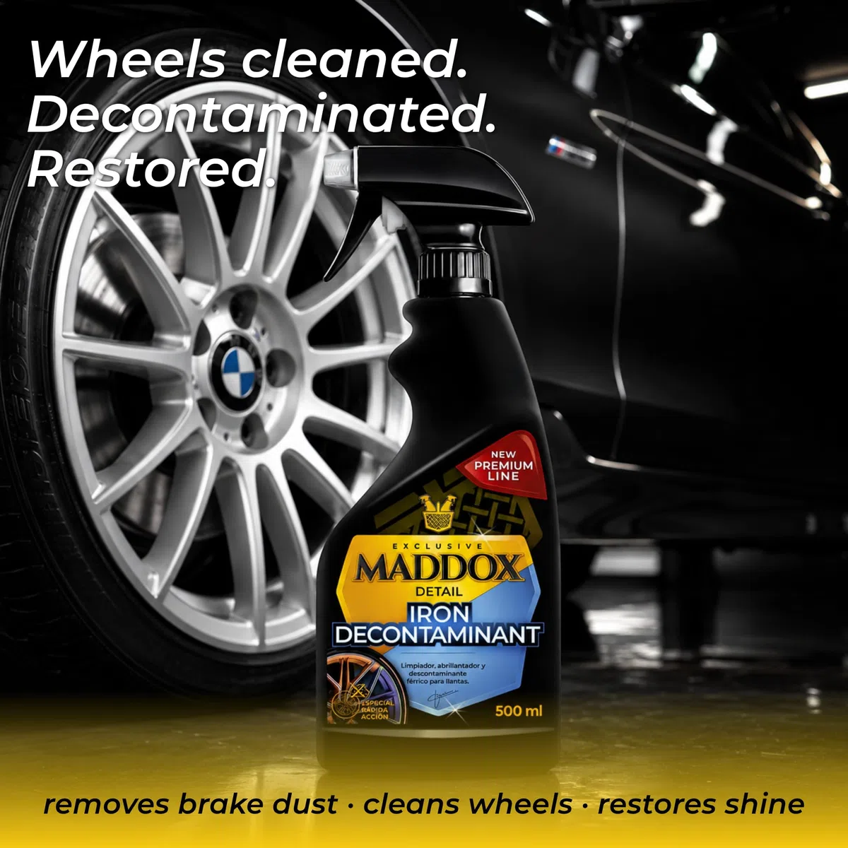 Maddox Detail - Descontaminante Ferrico de Llantas y Carrocería | Iron Remover Coche y Moto pH Neutro | Descontaminar Pintura | Eliminar Particulas De Hierro | Iron Decontaminant 500ml