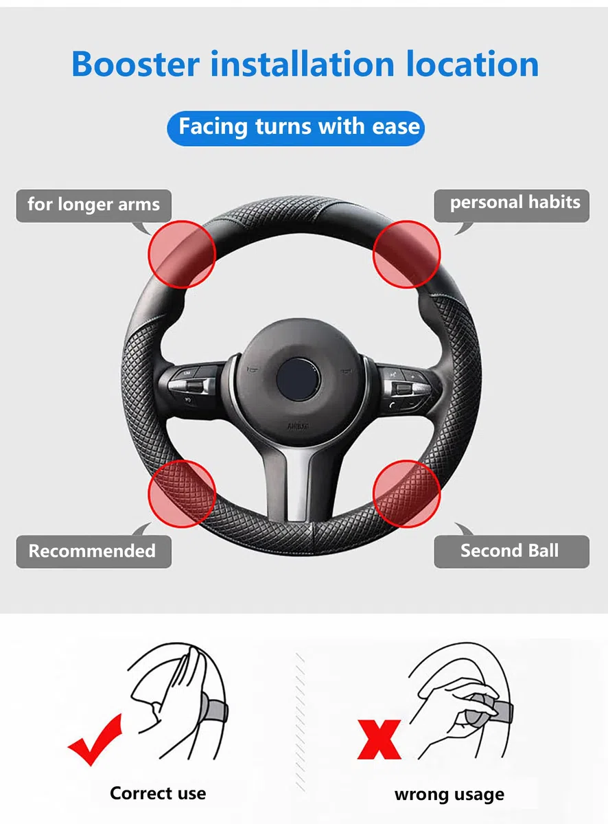 Empuñadura Universal Grande para Volante para Coche, camión, Tractor, Barco hipersónico (Plata)