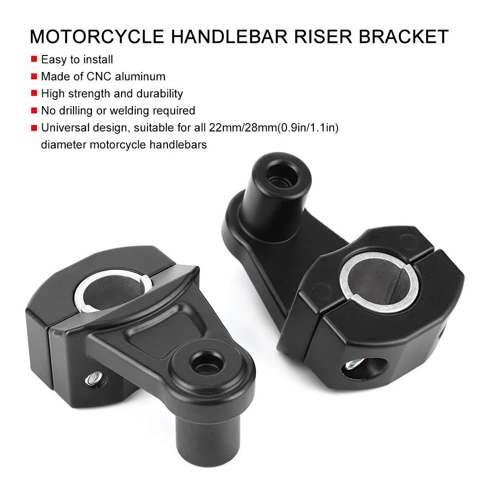 Elevadores de manillar de motocicleta, 2 uds 22 mm / 28 mm abrazadera de soporte elevador de manillar de motocicleta pivotante universal aluminio CNC