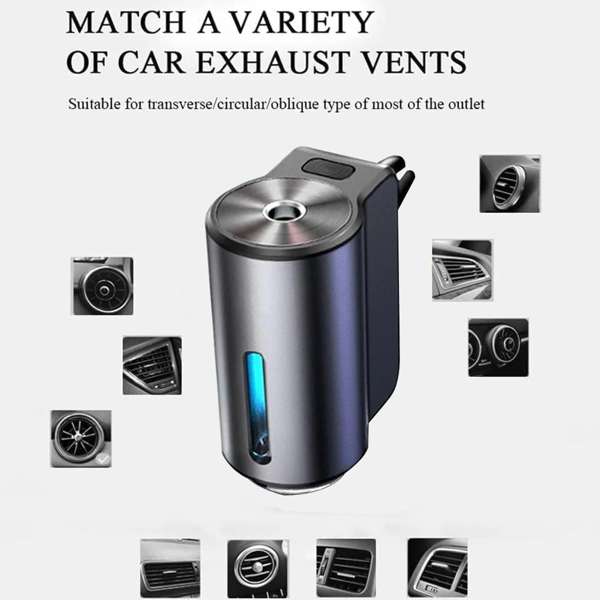 Difusor de aceite esencial recargable inteligente para coche, ambientadores inteligentes con USB, mini humidificador con tecnología de nano atomización, difusor de aromaterapia para coche con 3 luces