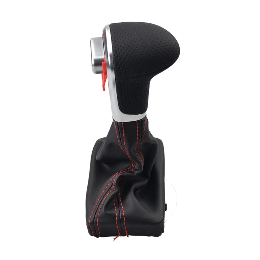 Pomo de palanca de cambios automático con funda de palanca de cambios negra transpirable, transmisión de costuras rojas para Au-di A3 A4 A5 A6 Q5 Q7 2004 2005 2006 2007 2008 2009 2010 2011 2012 2013