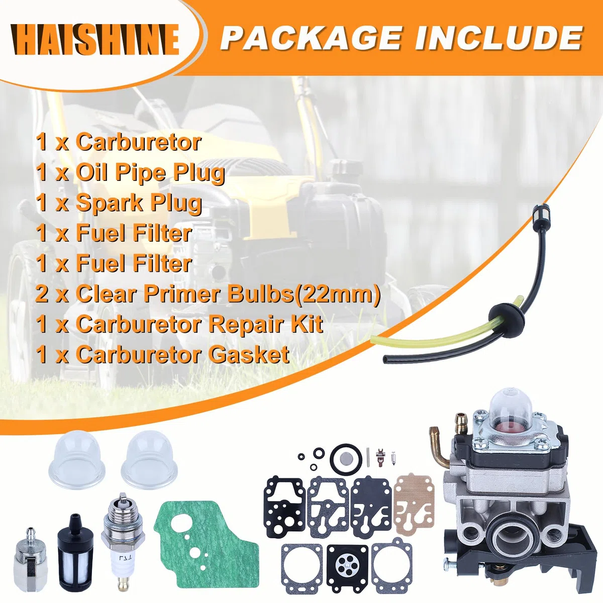 Carburador Kit para Desbrozadora para Honda GX35 GX25 GX22 GX31 HHT35S HHT35S Kit de Carburador con Viene Junta, Bujía, Manguera, Burbuja de Aceite, Filtro de Combustible