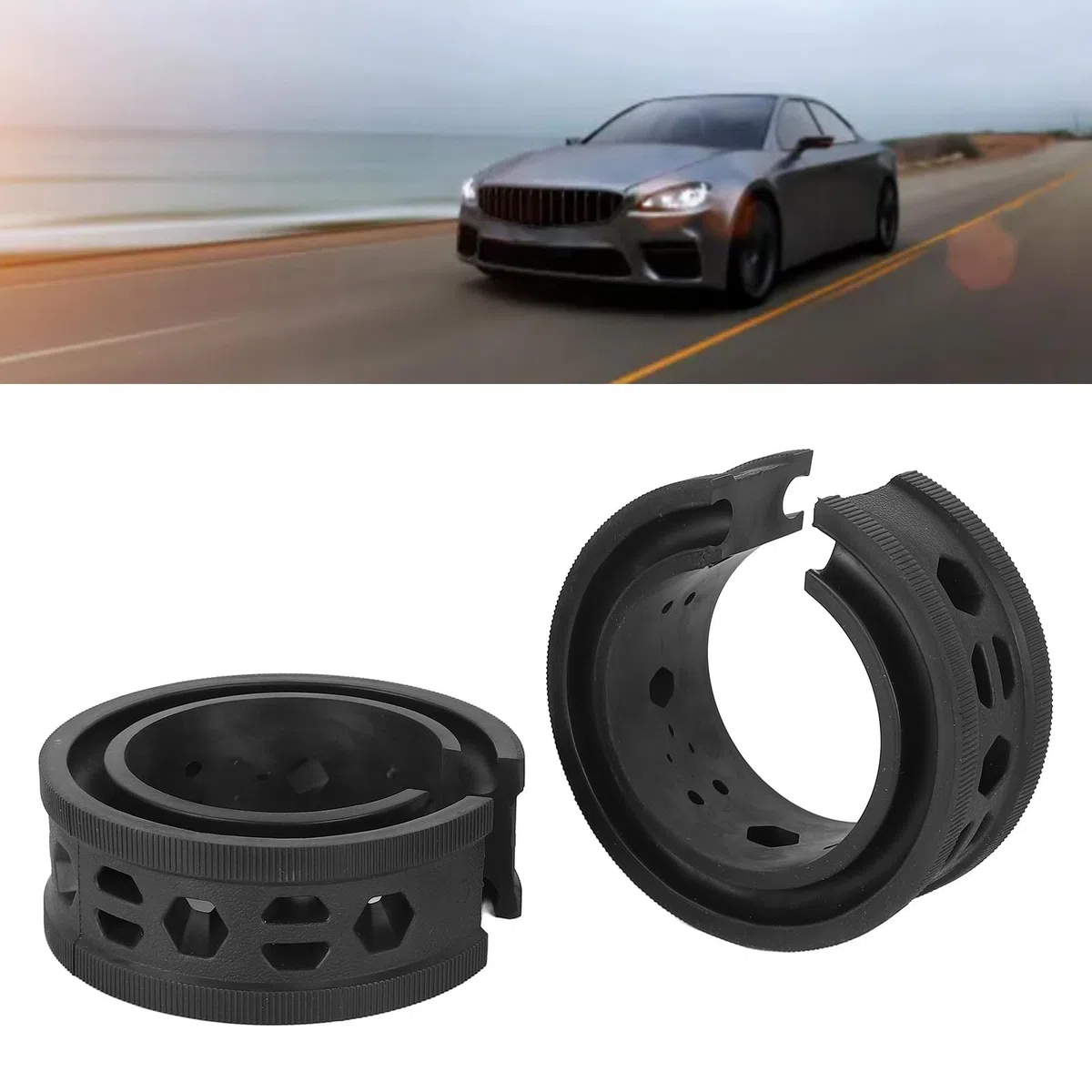 Tissting Amortiguador de Vibración, Amortiguador de Parachoques de Resorte de Goma 14x14x5 cm para Automóvil, Kit de Suspensión Antivibración para Conducción Suave y Protección en Cualquier Terreno